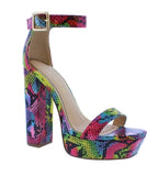 Multicolor Snake  Block Heel