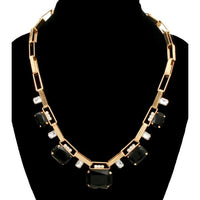 Black Stone Gold Linked Chain