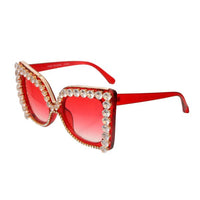 Square Retro Red Crystal Glasses