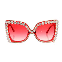 Square Retro Red Crystal Glasses